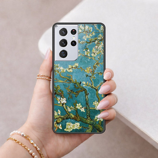 Samsung Galaxy S21 Ultra 5G Cover - Floral Series 2 - HQ Ultra Shine Premium Infinity Glass Soft Silicon Borders Case