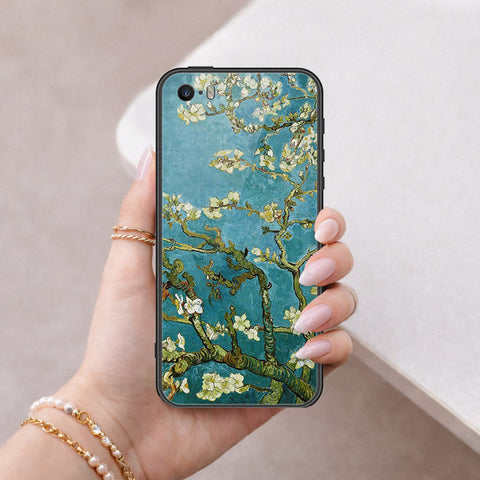 iPhone 5s Cover - Floral Series 2 - HQ Ultra Shine Premium Infinity Glass Soft Silicon Borders Case