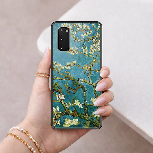 Samsung Galaxy S20 Cover - Floral Series 2 - HQ Ultra Shine Premium Infinity Glass Soft Silicon Borders Case