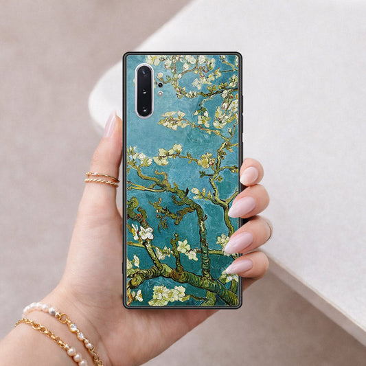 Samsung Galaxy Note 10 Plus Cover - Floral Series 2 - HQ Ultra Shine Premium Infinity Glass Soft Silicon Borders Case