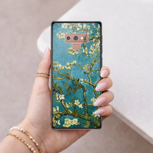 Samsung Galaxy Note 9 Cover - Floral Series 2 - HQ Ultra Shine Premium Infinity Glass Soft Silicon Borders Case