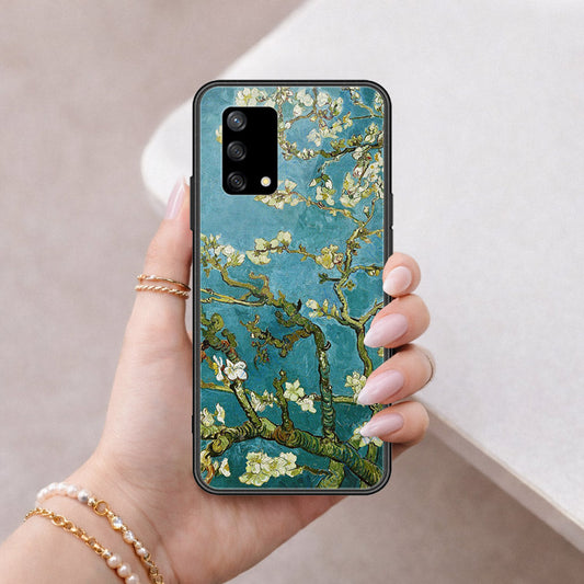 Oppo F19 Cover - Floral Series 2 - HQ Ultra Shine Premium Infinity Glass Soft Silicon Borders Case