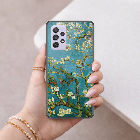 Samsung Galaxy A72 Cover - Floral Series 2 - HQ Ultra Shine Premium Infinity Glass Soft Silicon Borders Case