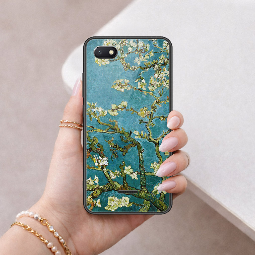 Xiaomi Redmi 6A Cover - Floral Series 2 - HQ Ultra Shine Premium Infinity Glass Soft Silicon Borders Case