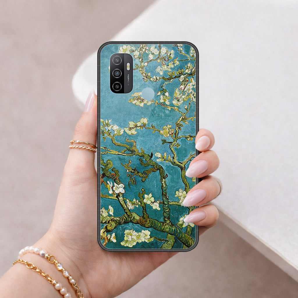 Oppo A53 Cover - Floral Series 2 - HQ Ultra Shine Premium Infinity Glass Soft Silicon Borders Case