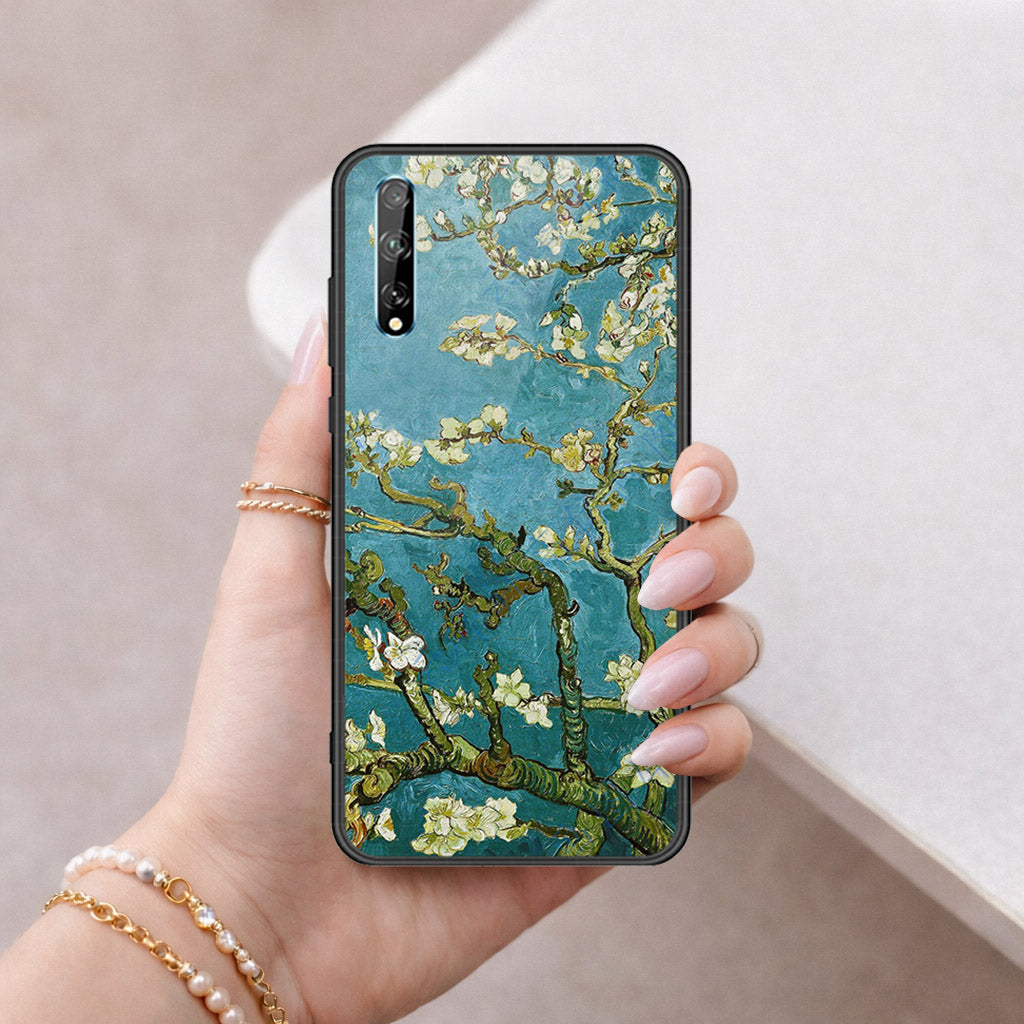 Huawei Y8p Cover - Floral Series 2 - HQ Ultra Shine Premium Infinity Glass Soft Silicon Borders Case