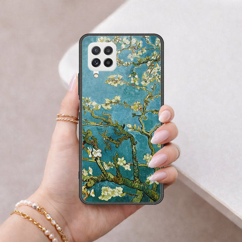 Samsung Galaxy A22 Cover - Floral Series 2 - HQ Ultra Shine Premium Infinity Glass Soft Silicon Borders Case