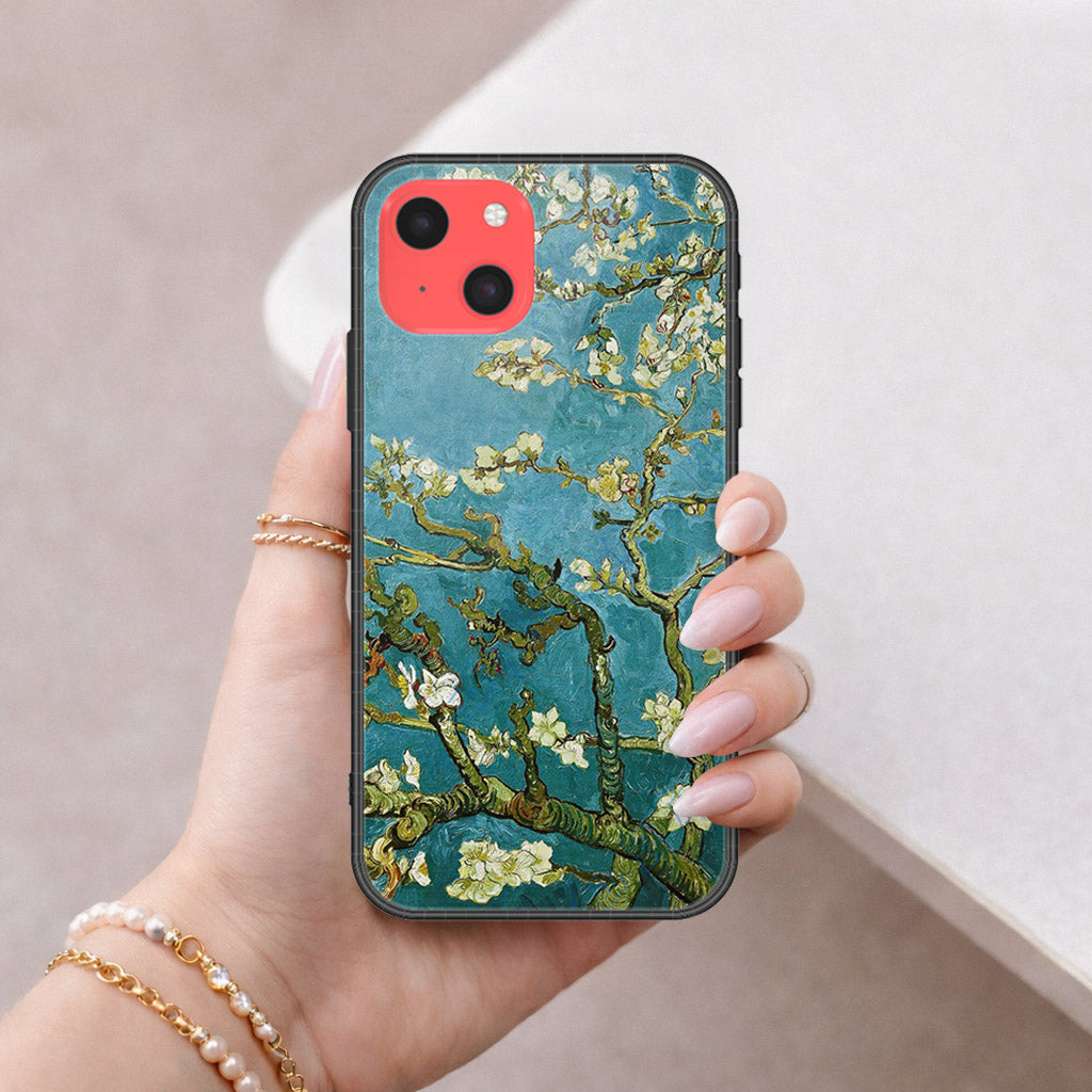iPhone 13 Mini Cover - Floral Series 2 - HQ Ultra Shine Premium Infinity Glass Soft Silicon Borders Case