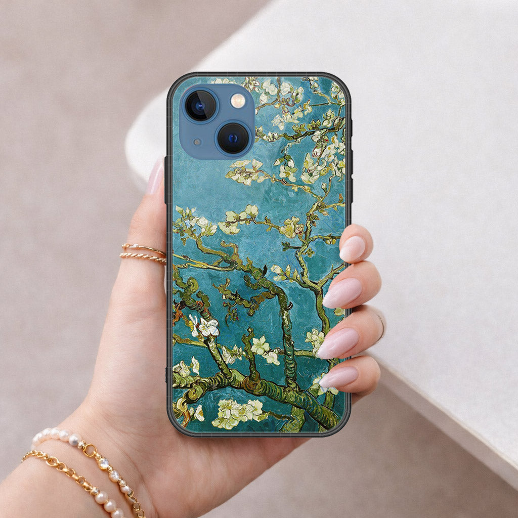 iPhone 13 Cover - Floral Series 2 - HQ Ultra Shine Premium Infinity Glass Soft Silicon Borders Case