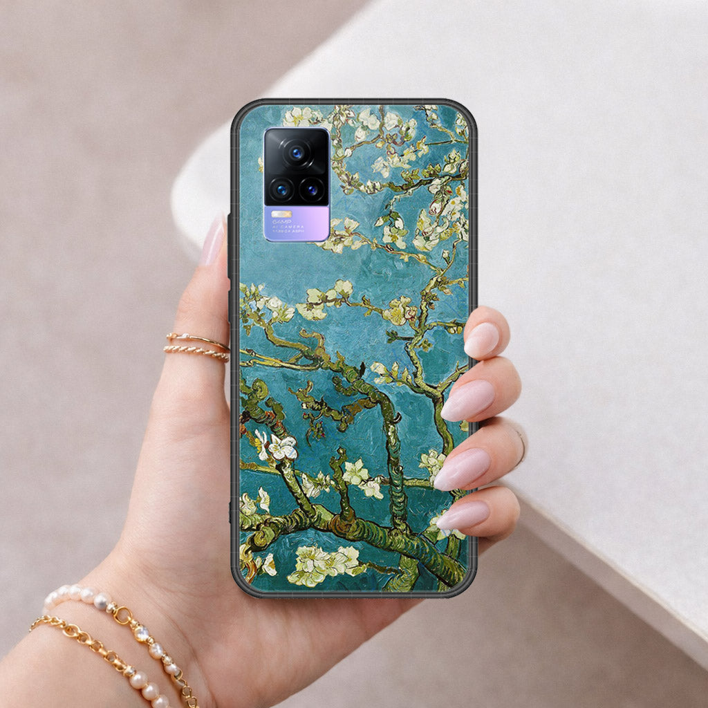 Vivo Y73 Cover - Floral Series 2 - HQ Ultra Shine Premium Infinity Glass Soft Silicon Borders Case