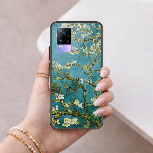 Vivo Y73 Cover - Floral Series 2 - HQ Ultra Shine Premium Infinity Glass Soft Silicon Borders Case