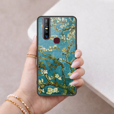 Vivo V15 Cover - Floral Series 2 - HQ Ultra Shine Premium Infinity Glass Soft Silicon Borders Case