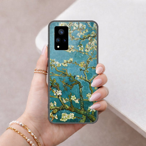 Vivo V21 Cover - Floral Series 2 - HQ Ultra Shine Premium Infinity Glass Soft Silicon Borders Case