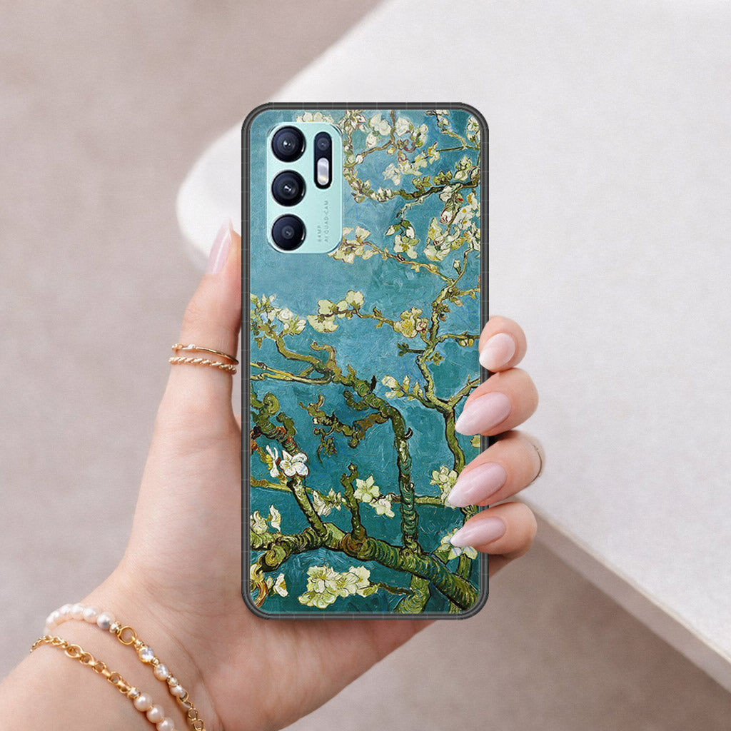 Oppo Reno 6 Cover - Floral Series 2 - HQ Ultra Shine Premium Infinity Glass Soft Silicon Borders Case