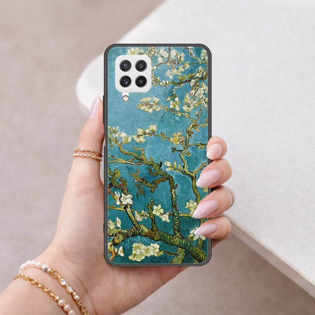 Samsung Galaxy M22 Cover - Floral Series 2 - HQ Ultra Shine Premium Infinity Glass Soft Silicon Borders Case