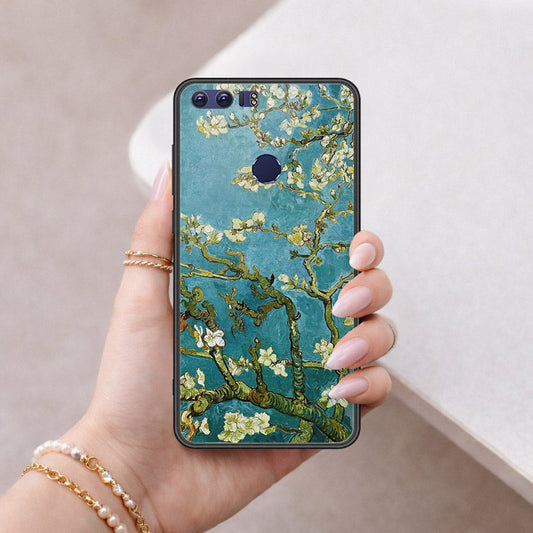 Huawei Honor 8 Cover - Floral Series 2 - HQ Ultra Shine Premium Infinity Glass Soft Silicon Borders Case