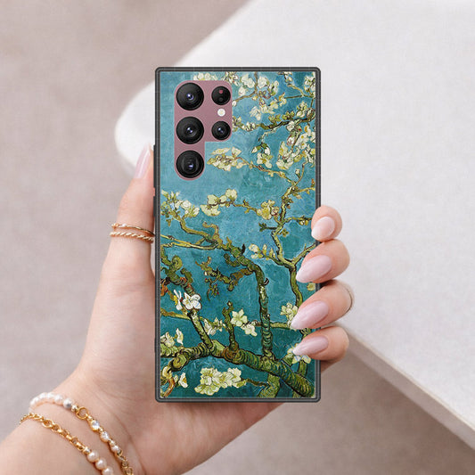 Samsung Galaxy S22 Ultra 5G Cover - Floral Series 2 - HQ Ultra Shine Premium Infinity Glass Soft Silicon Borders Case
