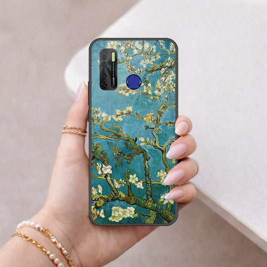 Tecno Camon 15 Cover - Floral Series 2 - HQ Ultra Shine Premium Infinity Glass Soft Silicon Borders Case