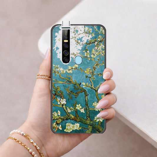 Tecno Camon 15 Pro Cover - Floral Series 2 - HQ Ultra Shine Premium Infinity Glass Soft Silicon Borders Case