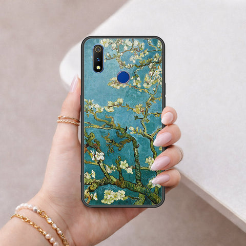 Realme 3 Cover - Floral Series 2 - HQ Ultra Shine Premium Infinity Glass Soft Silicon Borders Case