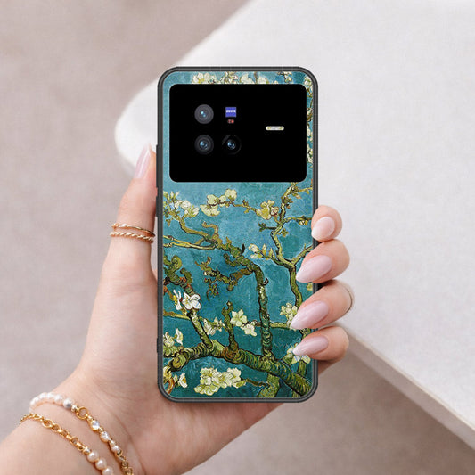 Vivo X80 Cover - Floral Series 2 - HQ Ultra Shine Premium Infinity Glass Soft Silicon Borders Case