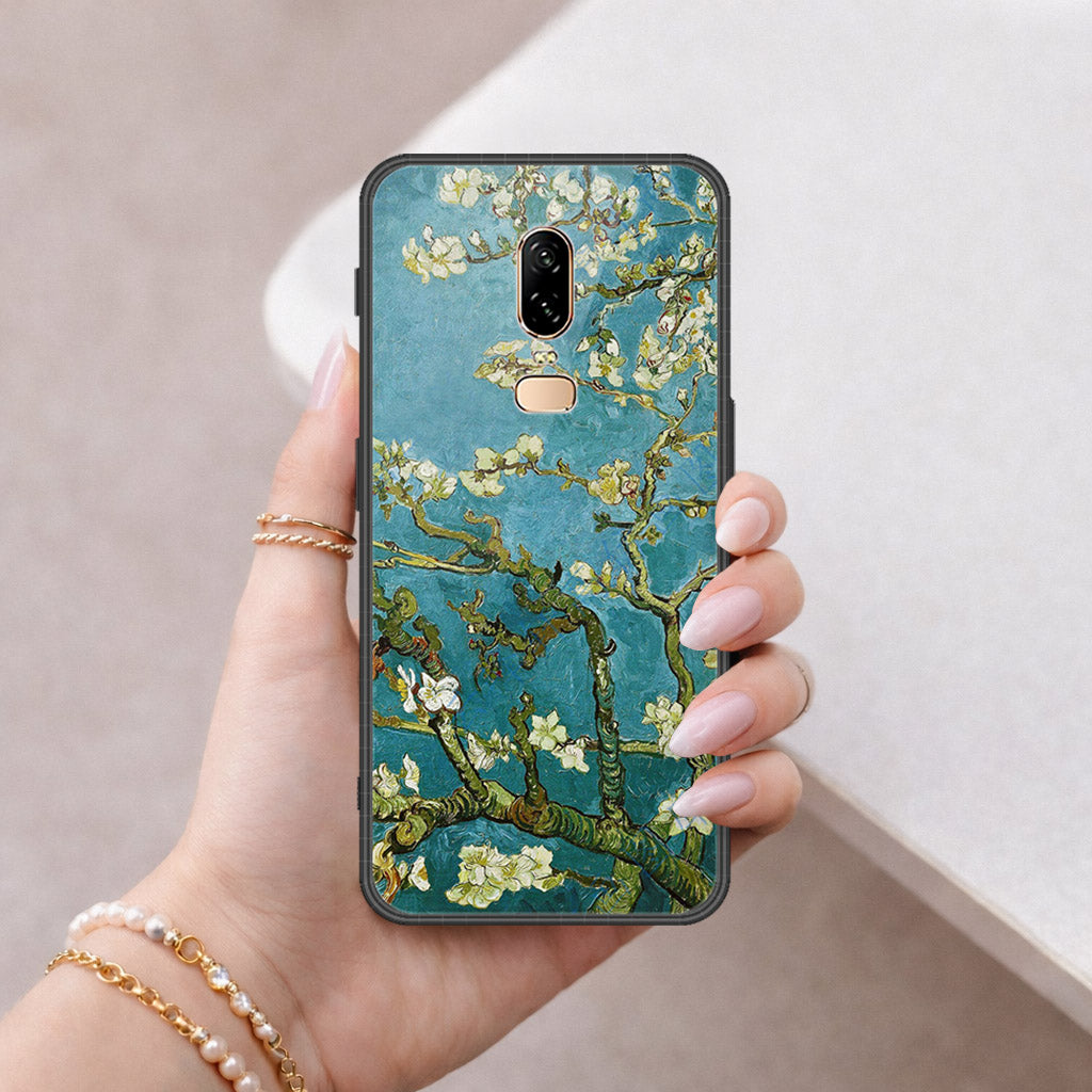OnePlus 6 Cover - Floral Series 2 - HQ Ultra Shine Premium Infinity Glass Soft Silicon Borders Case