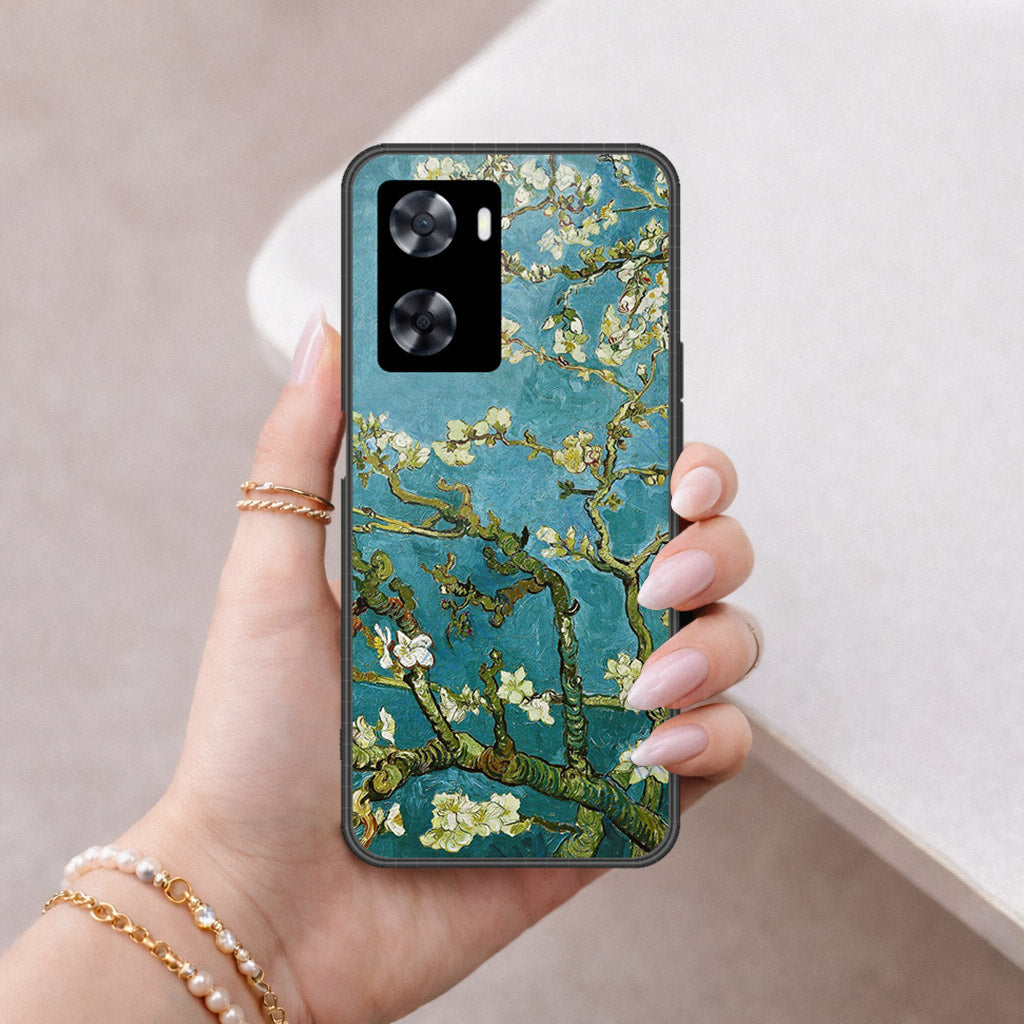 Oppo A57 4G 2022 Cover - Floral Series 2 - HQ Ultra Shine Premium Infinity Glass Soft Silicon Borders Case