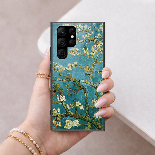 Samsung Galaxy S23 Ultra 5G Cover - Floral Series 2 - HQ Ultra Shine Premium Infinity Glass Soft Silicon Borders Case