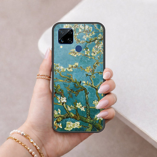 Realme C15 Cover - Floral Series 2 - HQ Ultra Shine Premium Infinity Glass Soft Silicon Borders Case