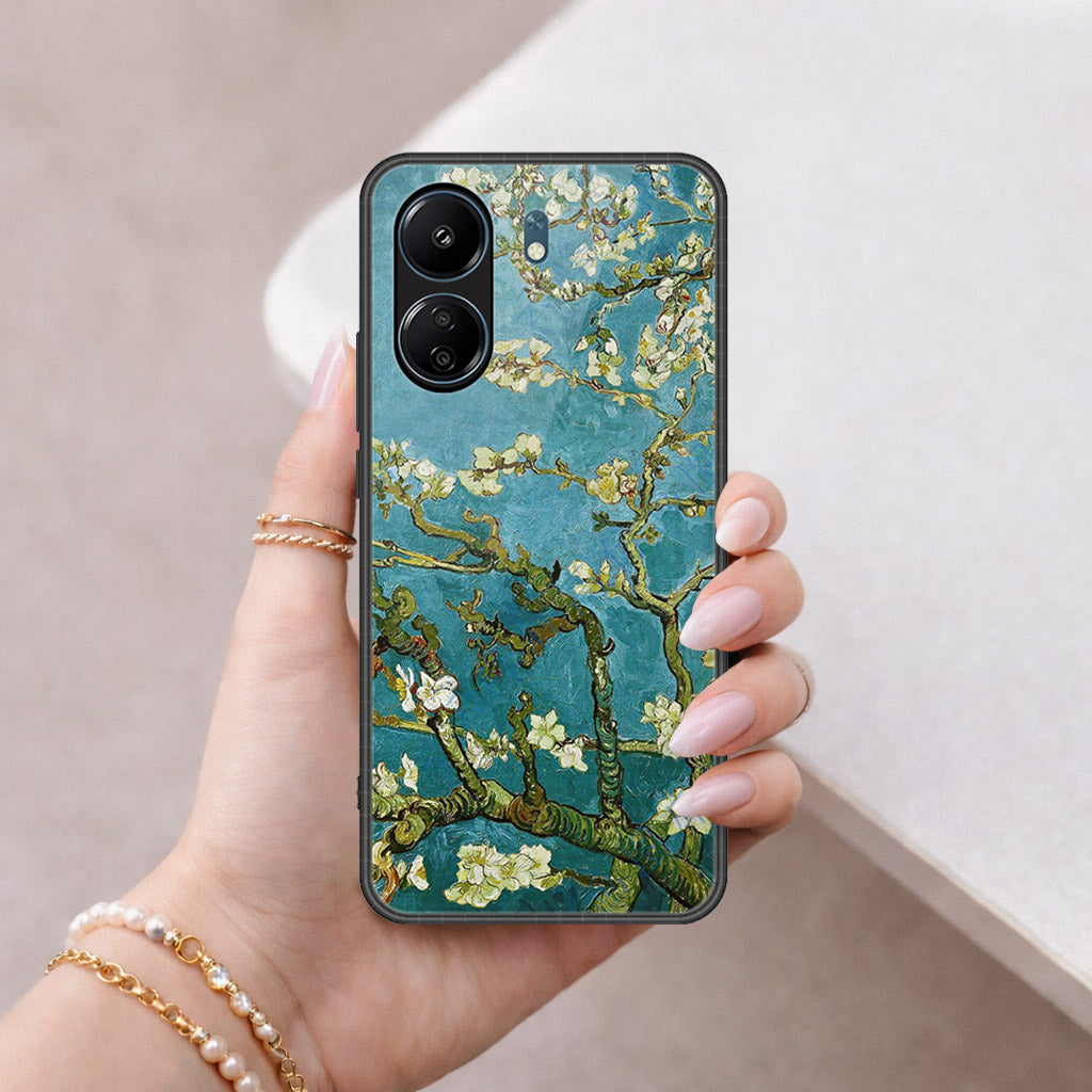 Xiaomi Redmi 13C Cover - Floral Series 2 - HQ Ultra Shine Premium Infinity Glass Soft Silicon Borders Case