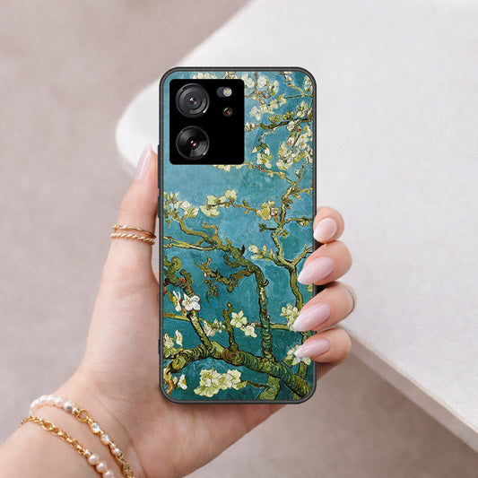Xiaomi 13T Cover - Floral Series 2 - HQ Ultra Shine Premium Infinity Glass Soft Silicon Borders Case