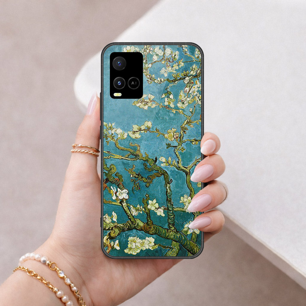 Vivo Y32 Cover - Floral Series 2 - HQ Ultra Shine Premium Infinity Glass Soft Silicon Borders Case