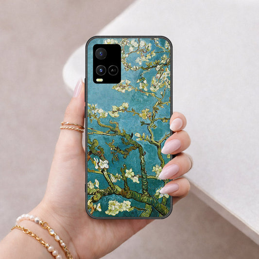 Vivo Y32 Cover - Floral Series 2 - HQ Ultra Shine Premium Infinity Glass Soft Silicon Borders Case