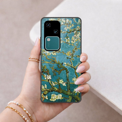 Vivo V30 Cover - Floral Series 2 - HQ Ultra Shine Premium Infinity Glass Soft Silicon Borders Case