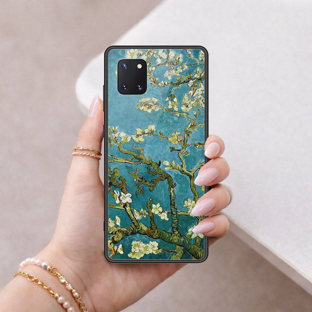 Samsung Galaxy A81 Cover - Floral Series 2 - HQ Ultra Shine Premium Infinity Glass Soft Silicon Borders Case