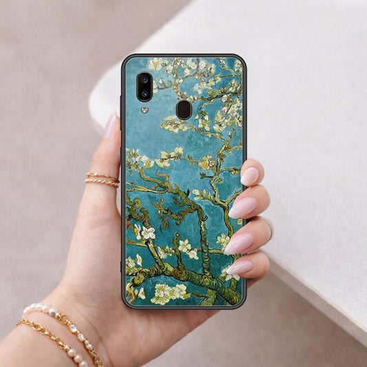 Samsung Galaxy A20 Cover - Floral Series 2 - HQ Ultra Shine Premium Infinity Glass Soft Silicon Borders Case