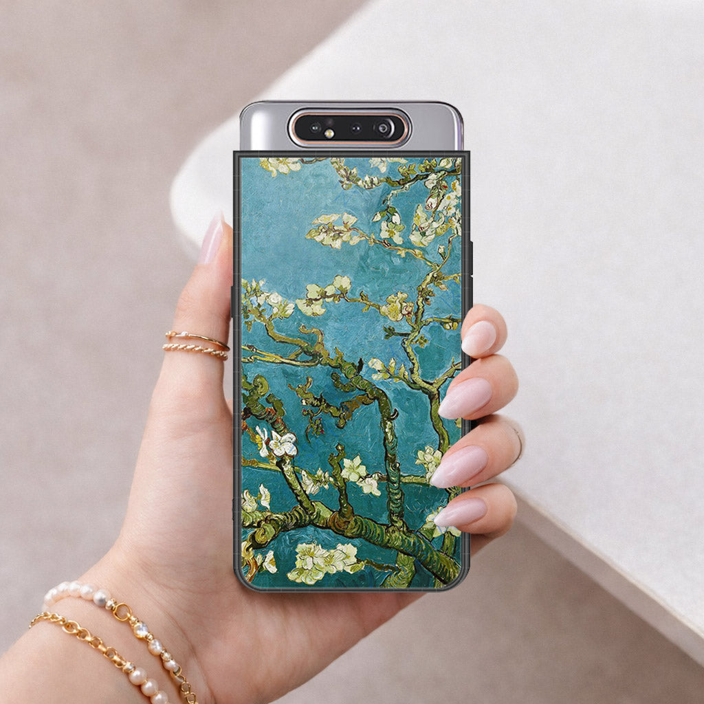 Samsung Galaxy A90 Cover - Floral Series 2 - HQ Ultra Shine Premium Infinity Glass Soft Silicon Borders Case