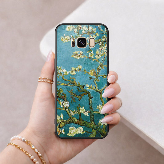 Samsung Galaxy S8 Cover - Floral Series 2 - HQ Ultra Shine Premium Infinity Glass Soft Silicon Borders Case