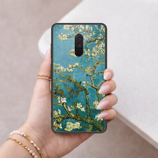 Xiaomi Pocophone F1 Cover - Floral Series 2 - HQ Ultra Shine Premium Infinity Glass Soft Silicon Borders Case