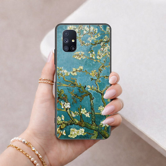 Samsung Galaxy M51 Cover - Floral Series 2 - HQ Ultra Shine Premium Infinity Glass Soft Silicon Borders Case