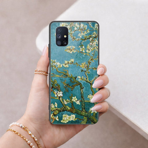 Samsung Galaxy M51 Cover - Floral Series 2 - HQ Ultra Shine Premium Infinity Glass Soft Silicon Borders Case