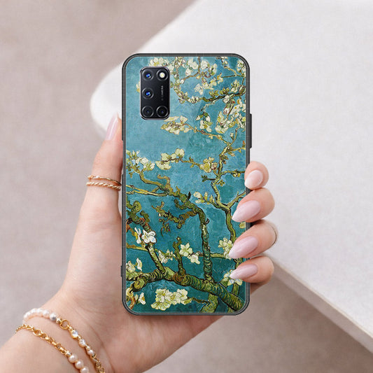 Oppo A92 Cover - Floral Series 2 - HQ Ultra Shine Premium Infinity Glass Soft Silicon Borders Case