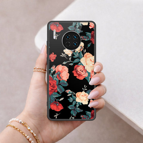 Huawei Mate 30 Cover - Floral Series 2 - HQ Ultra Shine Premium Infinity Glass Soft Silicon Borders Case
