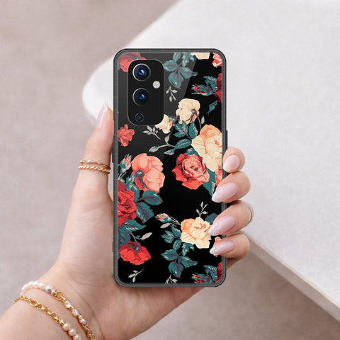 OnePlus 9 Cover - Floral Series 2 - HQ Ultra Shine Premium Infinity Glass Soft Silicon Borders Case