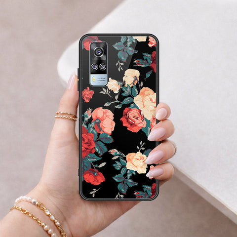 Vivo Y51 (2020 December) Cover - Floral Series 2 - HQ Ultra Shine Premium Infinity Glass Soft Silicon Borders Case