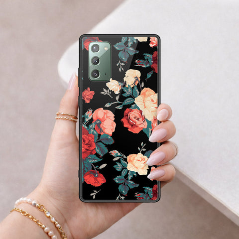 Samsung Galaxy Note 20 Cover - Floral Series 2 - HQ Ultra Shine Premium Infinity Glass Soft Silicon Borders Case