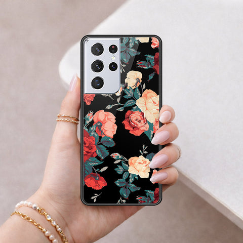 Samsung Galaxy S21 Ultra 5G Cover - Floral Series 2 - HQ Ultra Shine Premium Infinity Glass Soft Silicon Borders Case