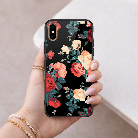 iPhone XS Max - Floral Series 2 - HQ Ultra Shine Premium Infinity Glass Soft Silicon Borders Case