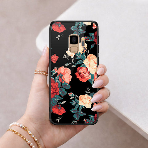 Samsung Galaxy S9 Cover - Floral Series 2 - HQ Ultra Shine Premium Infinity Glass Soft Silicon Borders Case