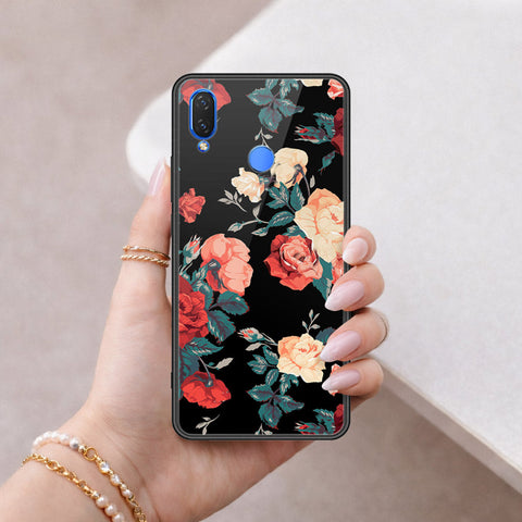Huawei P Smart Plus Cover - Floral Series 2 - HQ Ultra Shine Premium Infinity Glass Soft Silicon Borders Case